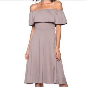 Mocha colored off shoulder Dress